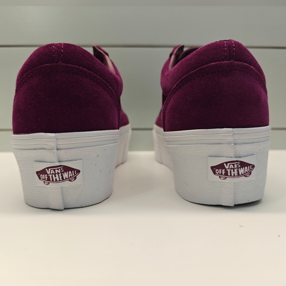 Vans Old Skool Stackform Mono Embroidery Dark Purple Plum Platform Sneakers sz 6 - Picture 7 of 10